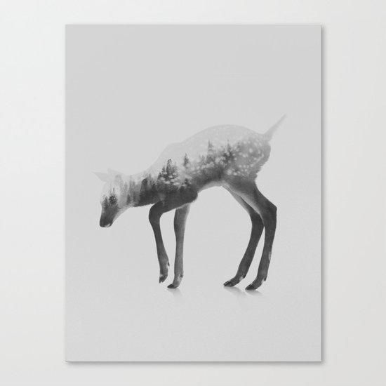 Deer (black & white version) Canvas Print