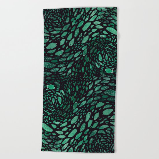 wave leaves Beach Towel