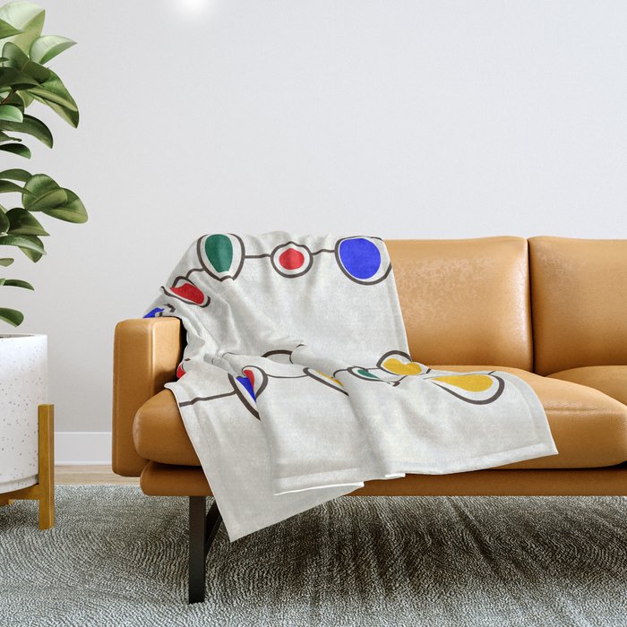 Mid Mod Bubbles in Primary Colors Throw Blanket