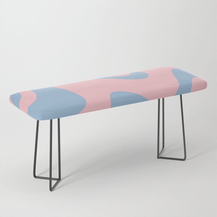Pastel Pink and Light Blue Retro Liquid Swirl Abstract 2 Bench