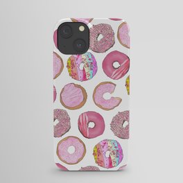 Cute Pink Sprinkle Confetti Watercolor Donuts iPhone Case