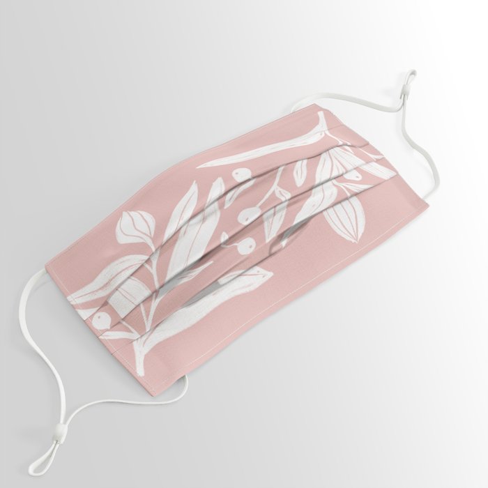 Blush pink and white modern floral art  Face Mask