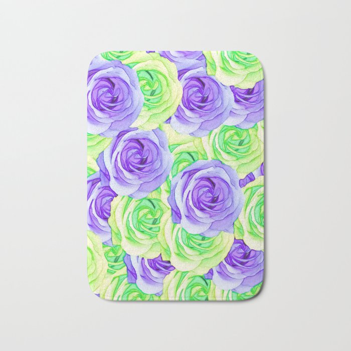 purple rose and green rose pattern abstract background Bath Mat
