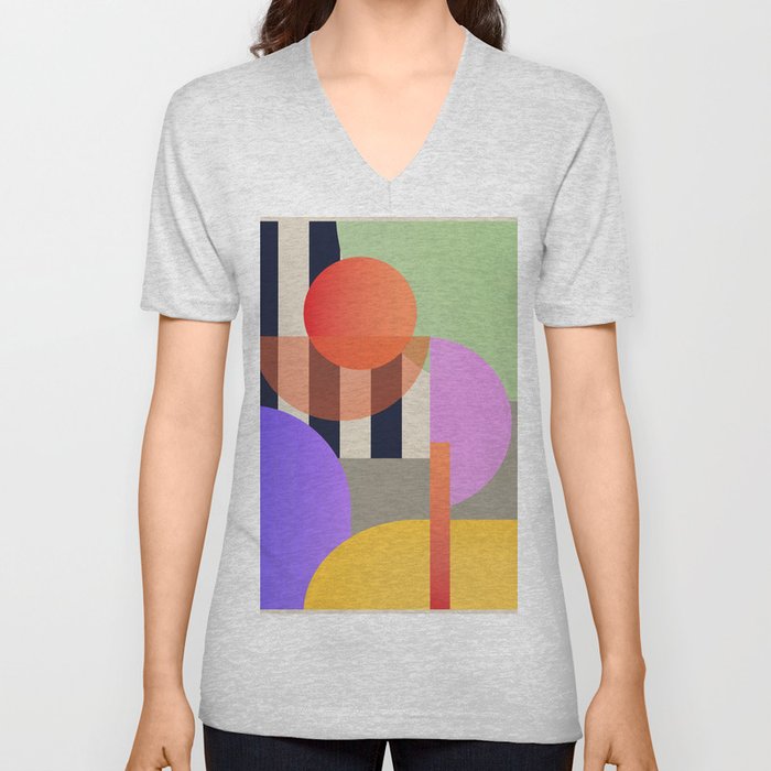 Abstract Geometric Shapes 217 V Neck T Shirt