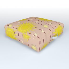 Scrapbook Suns on Salmon Outdoor Floor Cushion