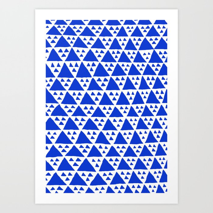 Triangles Big and Small in blue Art Print
