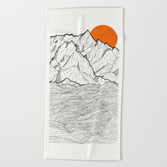 The orange sun Beach Towel