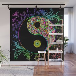 Yin Yang Bamboo Psychedelic Wall Mural