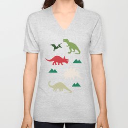 Dinosaurs Ready for Christmas V Neck T Shirt