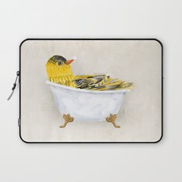 Canary Yellow Bird clawfoot tub bubble bath soap art artwork birdbath  Laptop Sleeve