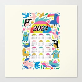 Birds Calendar 2024 Canvas Print