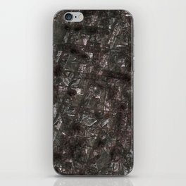 Abstract grey cracked and scratched grey metal panel iPhone Skin