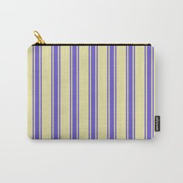 [ Thumbnail: Pale Goldenrod and Slate Blue Colored Striped/Lined Pattern Carry-All Pouch ]