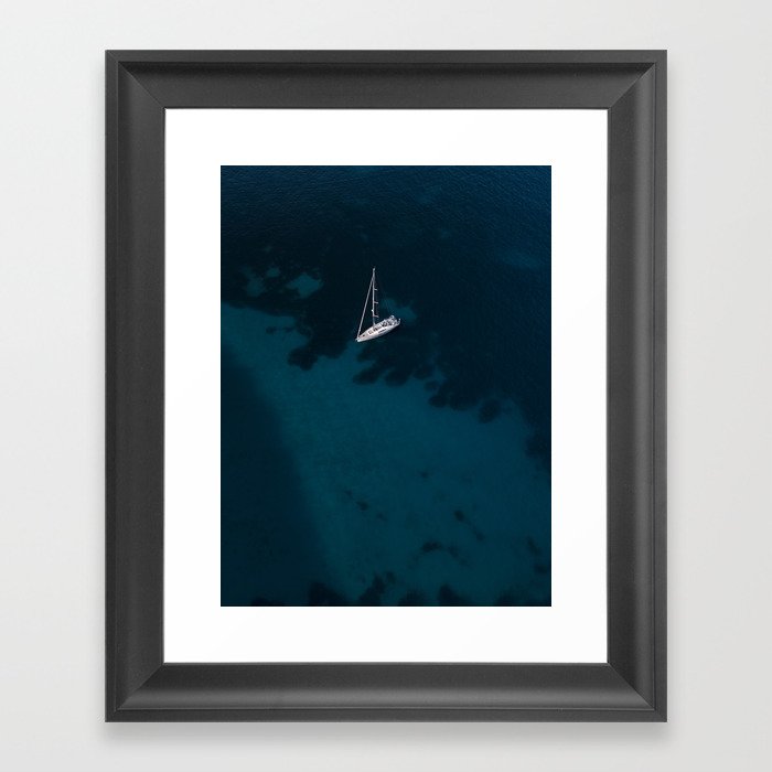 Lone Sailing Boat  Framed Art Print