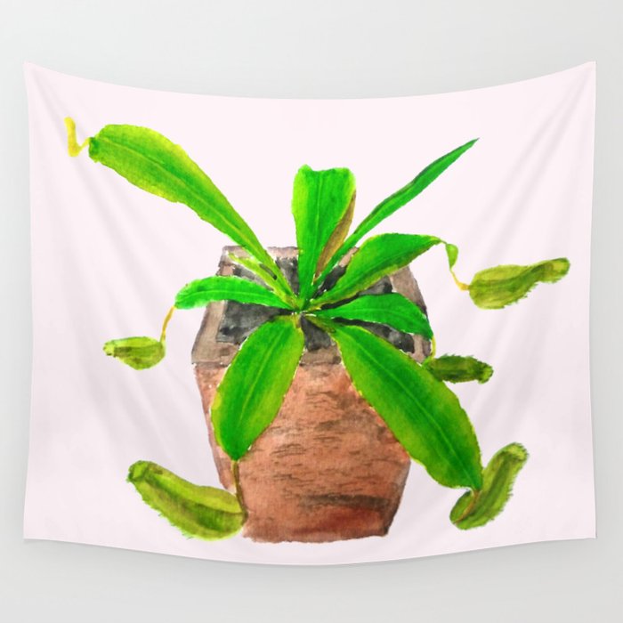 tropical pitcher plant watercolor painting Wall Tapestry