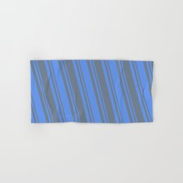 [ Thumbnail: Cornflower Blue and Slate Gray Colored Lines/Stripes Pattern Hand & Bath Towel ]