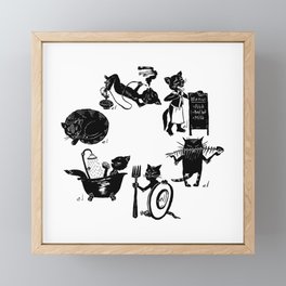 Hour of cats Framed Mini Art Print
