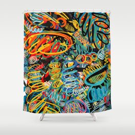 Abstract Graffiti Doodle Expressionist Art by Emmanuel Signorino Shower Curtain