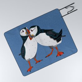 puffin pair blue Picnic Blanket