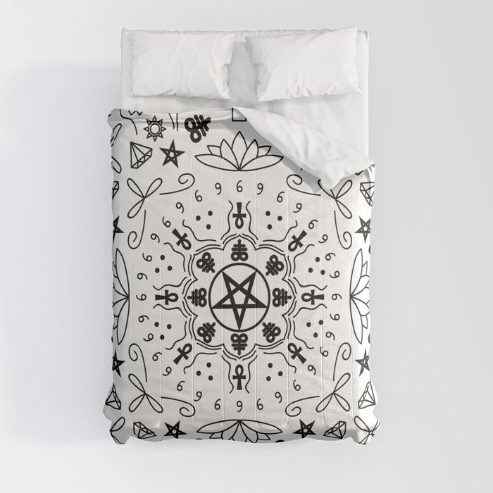 Satanic Mandala - White Comforter