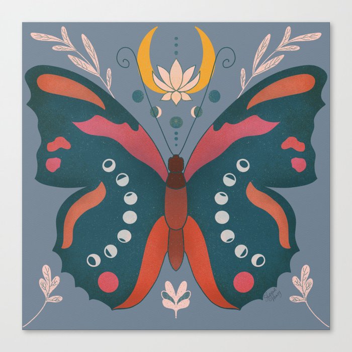Boho Celestial Butterfly Illustration 1.0 Canvas Print