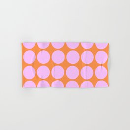 Retro Modern Pink On Orange Polka Dots Hand & Bath Towel