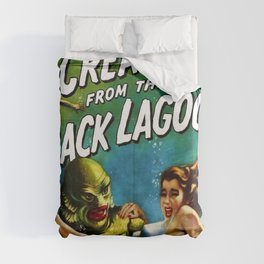 Vintage Creature from the Black Lagoon horror movie lobby theatrical poster card No. 2 green Duvet Cover