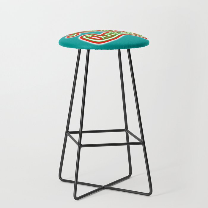 Glowing Merry Christmas Red White Green Bar Stool