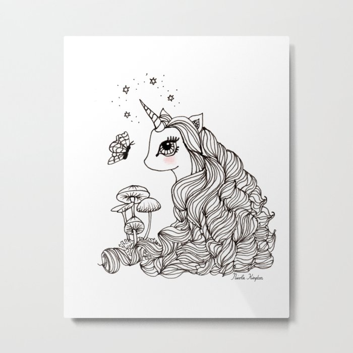 Magical Unicorn Nursery Fantasy Art Metal Print By Nicolakimpton