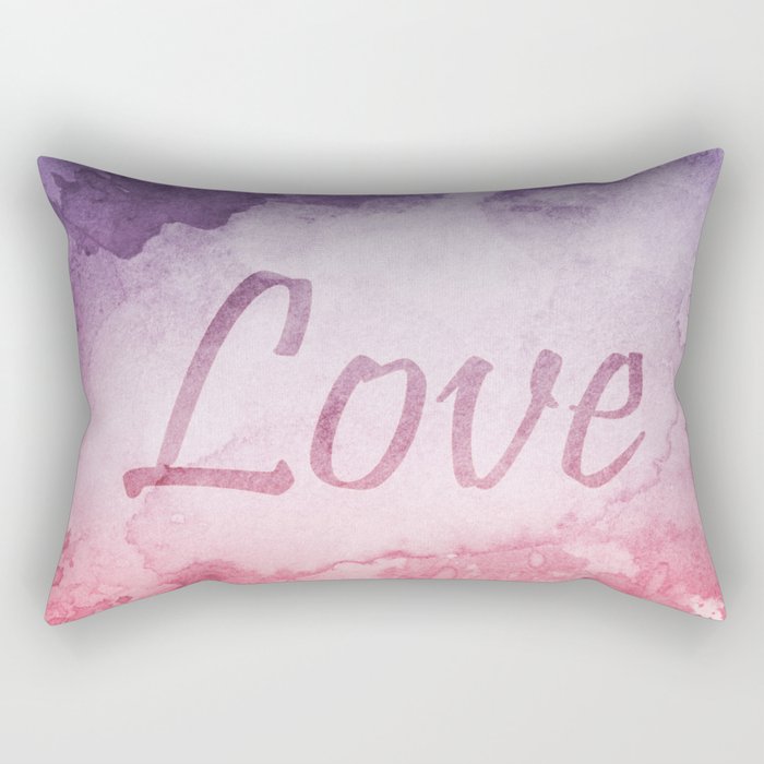 Abstract Watercolor Love Typography Graphic Design Rectangular Pillow