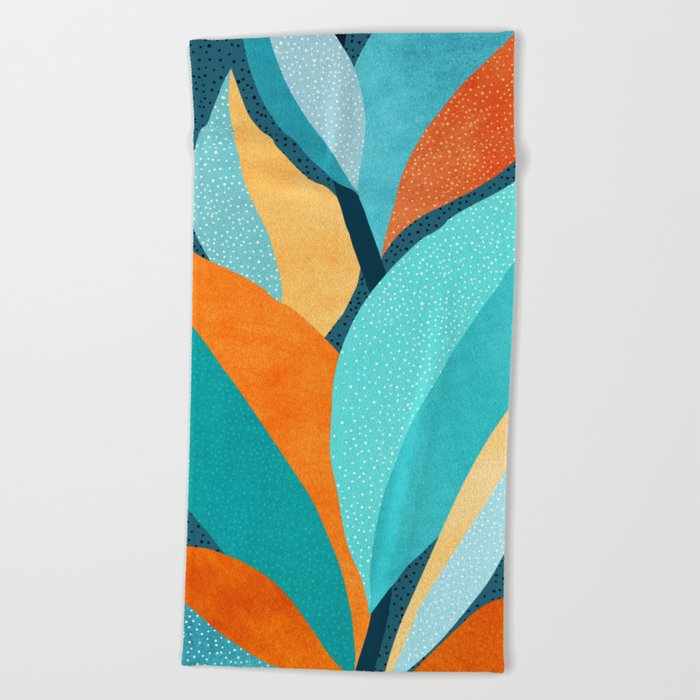 Abstract Tropical Foliage Beach Towel