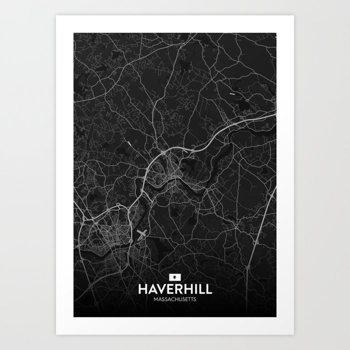 Haverhill, Massachusetts, United States - Dark City Map Art Print