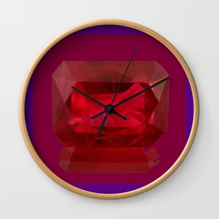 Rich Purple Red July Birthstone Ruby Design Wall Clock