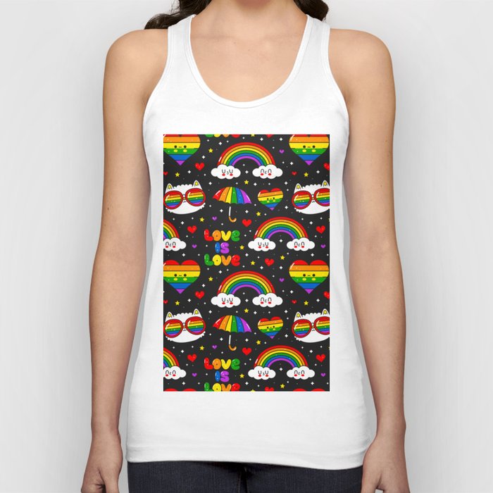 Love is Love Rainbows and Cats Tank Top