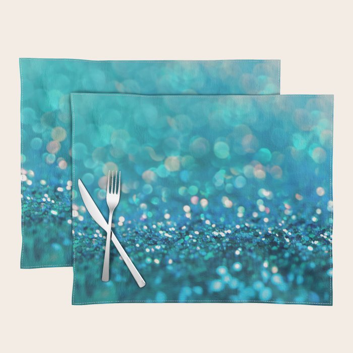 Teal turquoise blue shiny glitter print effect Sparkle Luxury