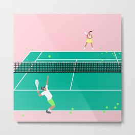Tennis Match Abstract Illustration | Summer Pastel Tennis Court  Metal Print