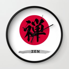 Japanese Calligraphy of Kanji Symbol Zen with English Wall Clock