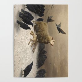 Anguish - August Friedrich Albrecht Schenck - Ravens and Sheep Poster