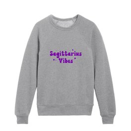 Purple Retro Sagittarius Vibes Zodiac Sign Astrology Kids Crewneck