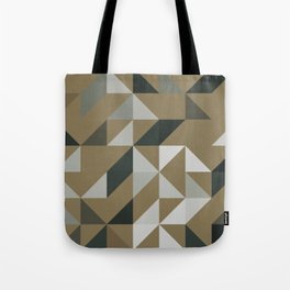 Natural Green, Beige and Brown Colors Trouchet Triangles Mosaic Pattern No. 1 Tote Bag