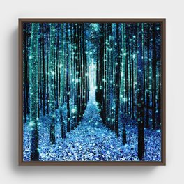 Magical Forest Teal Turquoise Framed Canvas