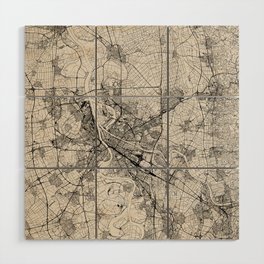 Mannheim, Germany - Black and White City Map Wood Wall Art