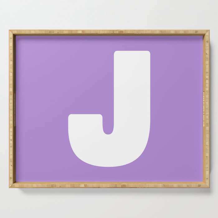 J (White & Lavender Letter) Serving Tray