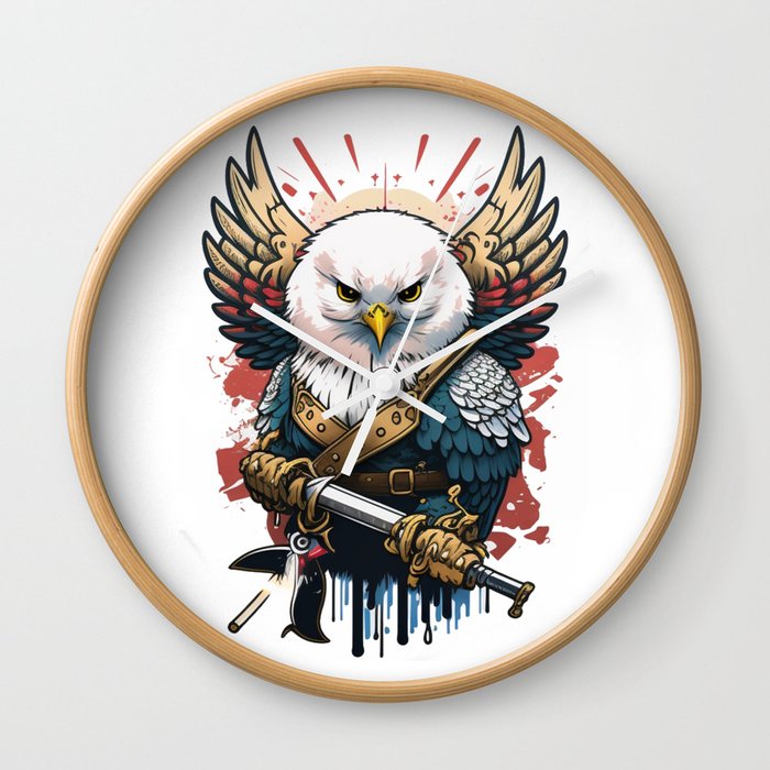 The Eagle with a Samurai Sword Wall Clock