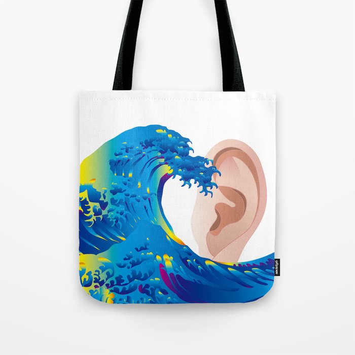 Hokusai Great Wave & Ear  Tote Bag