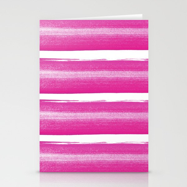 Simply handrawn pink stripes on white background Stationery Cards