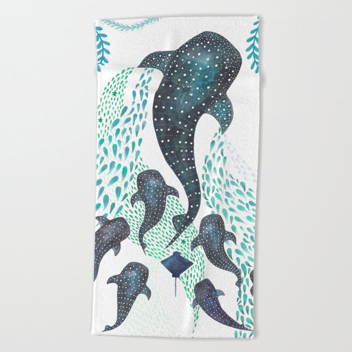 Whale Shark Pod Voyage Ocean Print Beach Towel