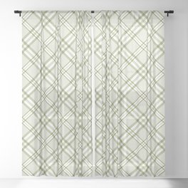 Sage green plaid tartan pattern Sheer Curtain