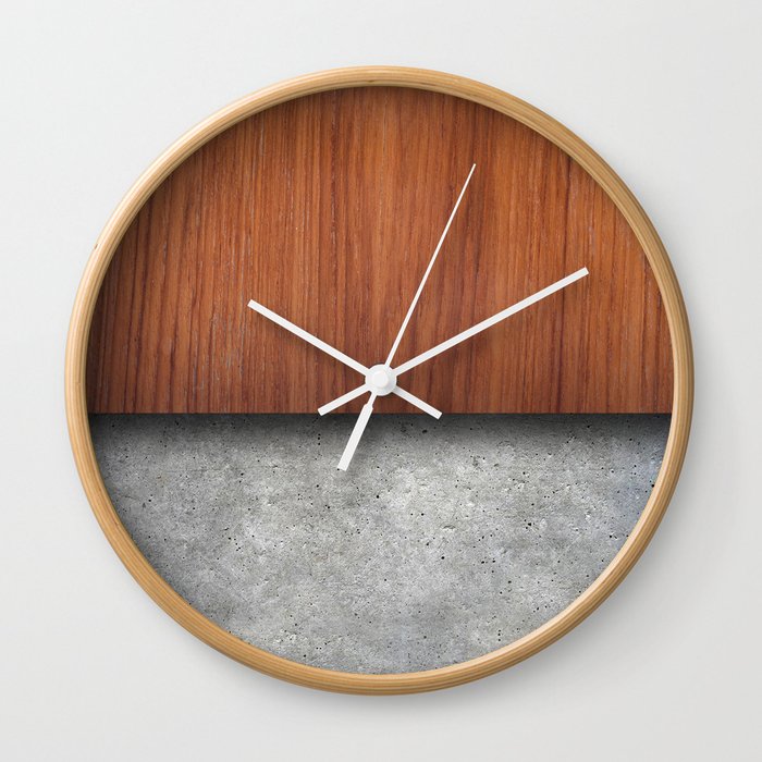 Wood over concrete Wall Clock