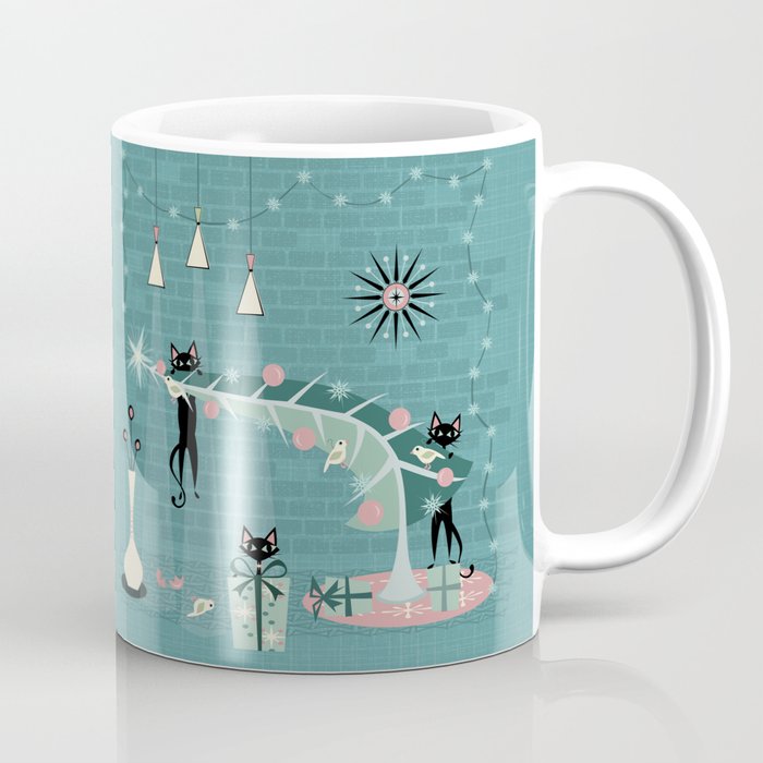 Retro Naughty Kitty Christmas Coffee Mug
